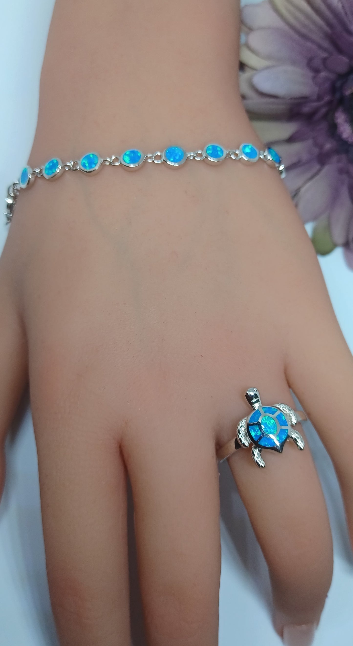 Sterling Silver- Blue Opal Bracelet