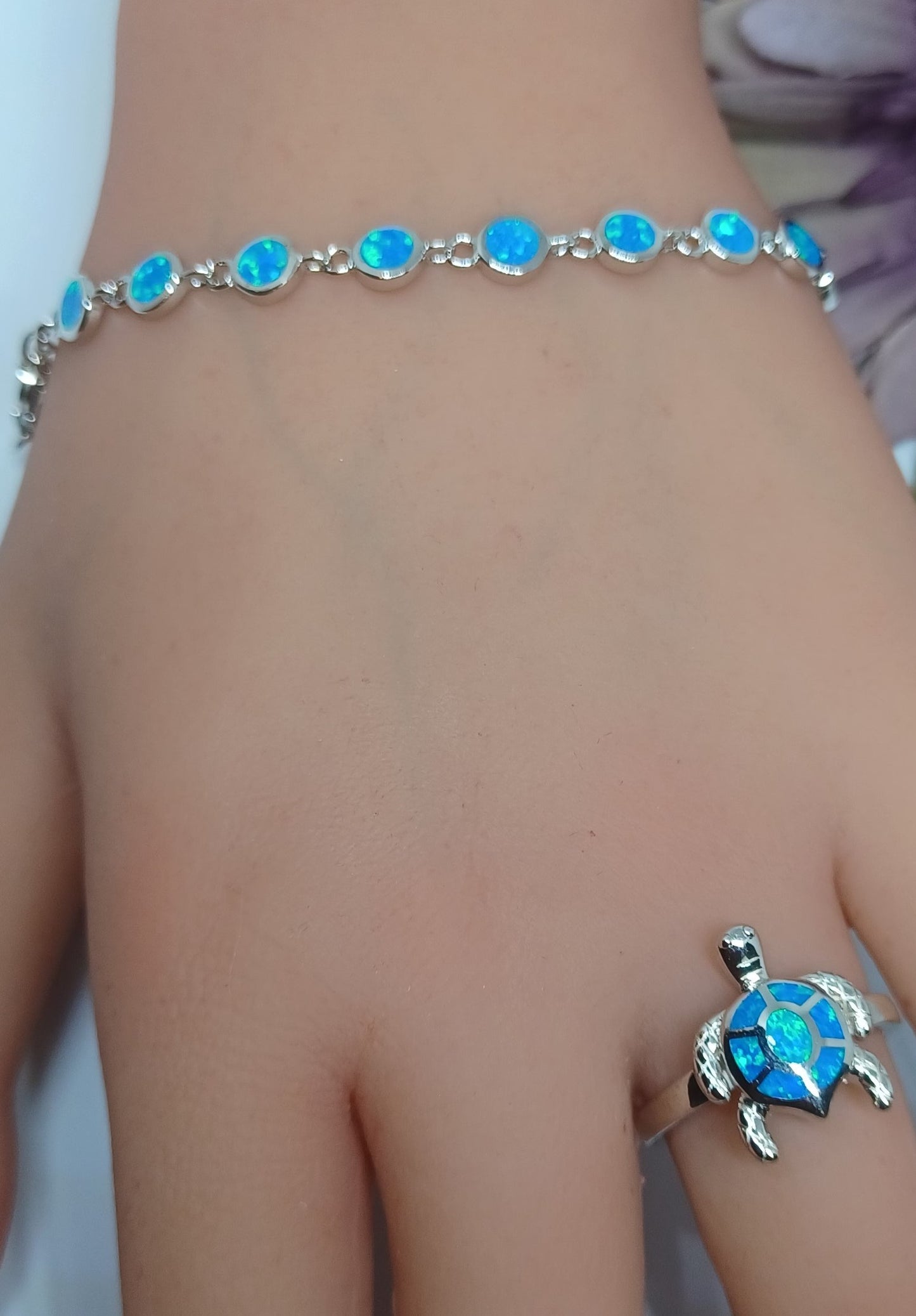 Sterling Silver- Blue Opal Bracelet