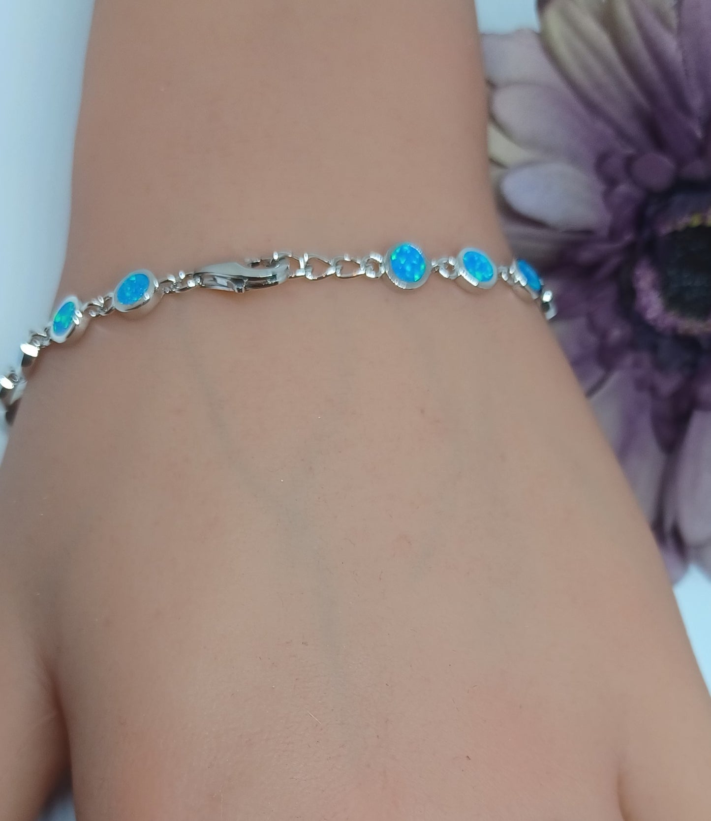 Sterling Silver- Blue Opal Bracelet